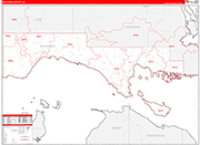 Mackinac County Wall Map Red Line Style