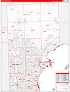 Macomb County Wall Map Red Line Style