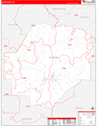 Macon County Wall Map Red Line Style
