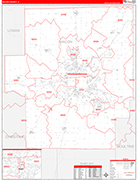 Macon County Wall Map Red Line Style