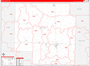 Macon County Wall Map Red Line Style