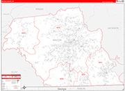 Macon County Wall Map Red Line Style