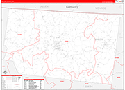 Macon County Wall Map Red Line Style