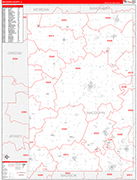 Macoupin County Wall Map Red Line Style