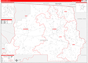Madison County Wall Map Red Line Style