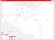 Madison Wall Map Red Line Style
