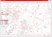 Madison County Wall Map Red Line Style