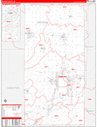 Madison Wall Map Red Line Style