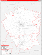 Madison County Wall Map Red Line Style