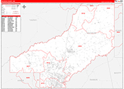 Madison County Wall Map Red Line Style