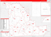 Madison County Wall Map Red Line Style