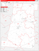 Madison County Wall Map Red Line Style