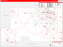 Mahoning Wall Map Red Line Style