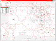 Mahoning County Wall Map Red Line Style