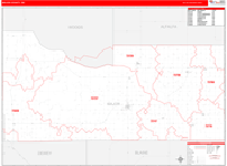 Major County Wall Map Red Line Style