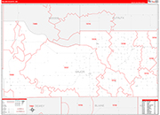 Major County Wall Map Red Line Style