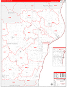 Manitowoc County Wall Map Red Line Style