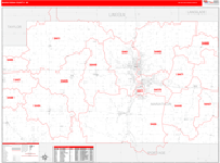 Marathon County Wall Map Red Line Style