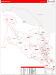 Marin County Wall Map Red Line Style