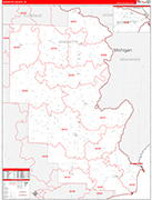 Marinette County Wall Map Red Line Style