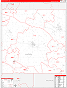 Marion County Wall Map Red Line Style