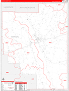 Marion County Wall Map Red Line Style