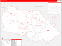 Marion County Wall Map Red Line Style