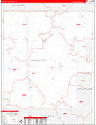 Marquette County Wall Map Red Line Style