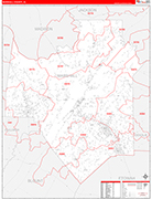 Marshall County Wall Map Red Line Style