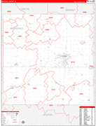 Marshall County Wall Map Red Line Style