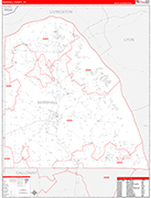 Marshall County Wall Map Red Line Style