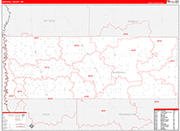Marshall County Wall Map Red Line Style