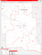 Marshall County Wall Map Red Line Style