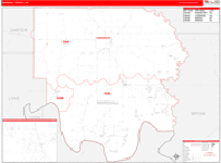 Marshall County Wall Map Red Line Style