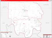 Marshall County Wall Map Red Line Style