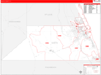 Martin County Wall Map Red Line Style