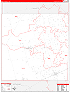 Martin County Wall Map Red Line Style