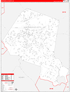 Martinsville County Wall Map Red Line Style