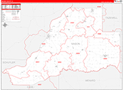 Mason County Wall Map Red Line Style