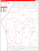 Mason County Wall Map Red Line Style