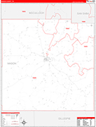 Mason County Wall Map Red Line Style