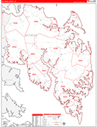 Mathews County Wall Map Red Line Style