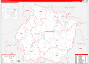 Maury Wall Map Red Line Style