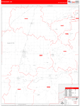 Mayes County Wall Map Red Line Style