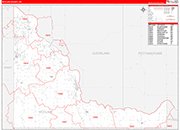 McClain County Wall Map Red Line Style