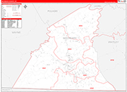 McCreary County Wall Map Red Line Style