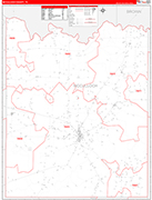 McCulloch County Wall Map Red Line Style