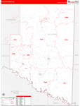 McCurtain County Wall Map Red Line Style