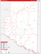 McCurtain County Wall Map Red Line Style