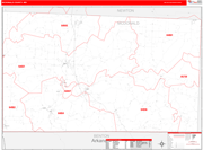 McDonald County Wall Map Red Line Style